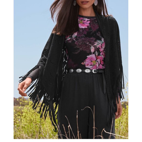 Johnny Was Jade Natalie Long Sleeve Mesh Tee Size XS in Juliette - Picture 3 of 10